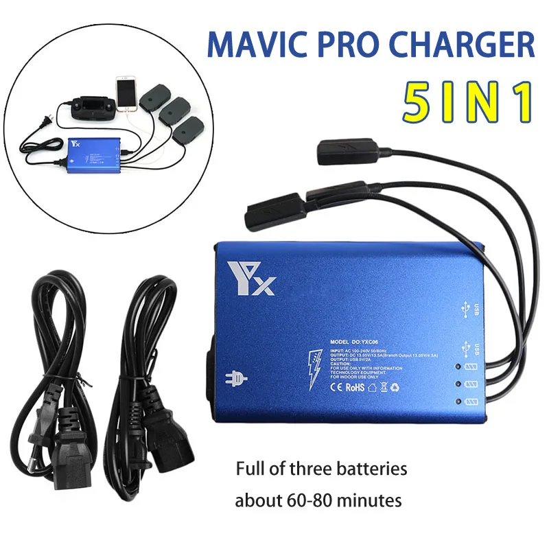 

5in1 Mavic pro Battery Charging USB Charger Battery Parallel RC Smartphone for DJI MAVIC PRO