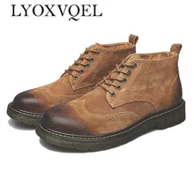 Мужские ботинки из натуральной кожи; Демисезонные ботильоны; модная обувь на шнуровке; Мужская обувь размера плюс в винтажном стиле; M232
