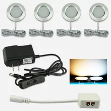 3 Вт Светодиодный светильник под счетчик круглой формы шайбы лампы кухонная мебель шкаф книжная полка гардероба светильник ing лампы для витрины