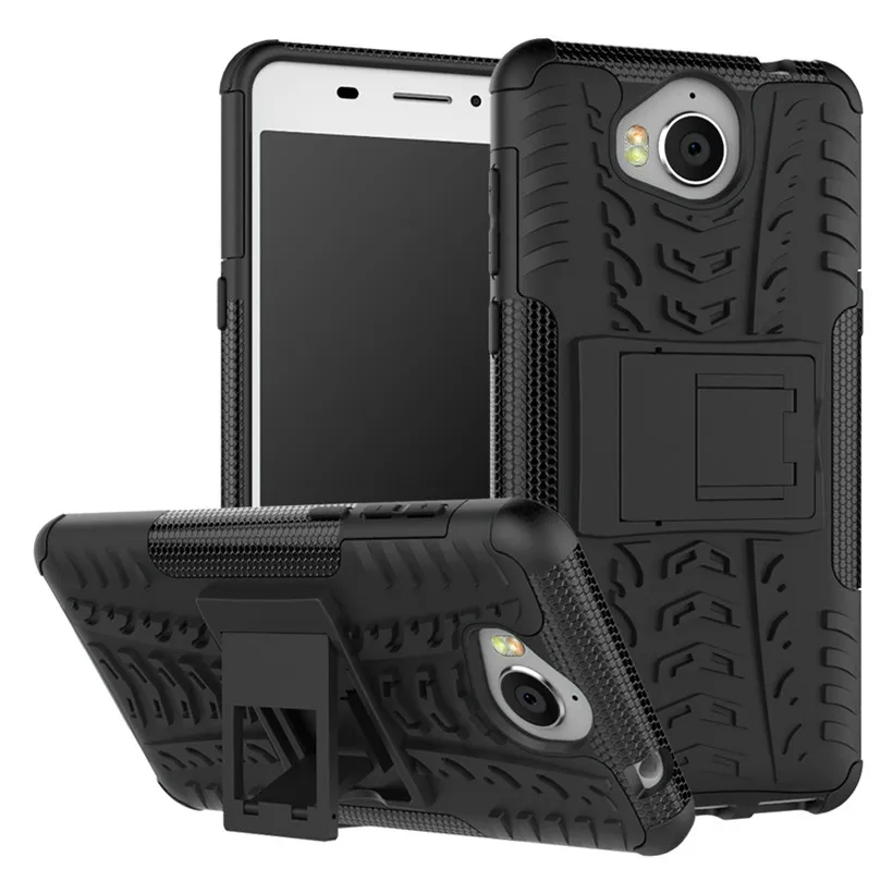 HEMASOLY Case For Huawei Y5 2017 PC+TPU Shockproof Y6 Armor III Heavy Duty Kickstand Cover |