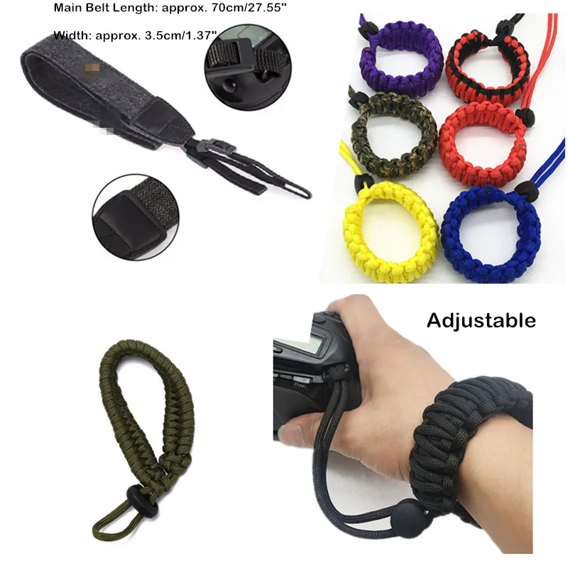 1pc Adjustable Strong Camera Adjustable Wrist Lanyard Strap Grip Weave Cord For Para Cord DSLR