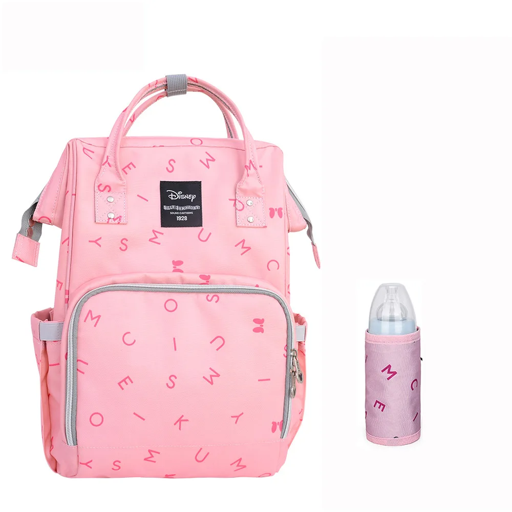 pink Большой Вместительный рюкзак Дисней для мам, сумка для детских подгузников для мамы, сумка для ухода за ребенком с защитой от молока, детский рюкзак для женщин, дорожная сумка - Цвет: pink
