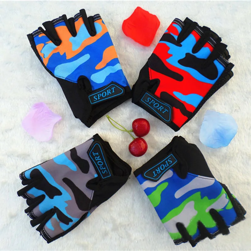 

1 Pair Kids Children Bike Bicycle Cycling Half Finger Fingerless Sports Gloves
