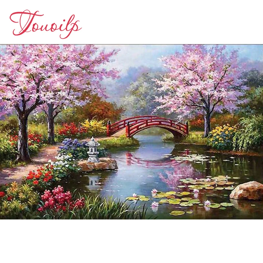 Touoilp Parlor Park view 5d diamond embroidery stitch crystal square&ampround sets decorative painting mountain | Дом и сад
