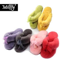 Millffy/тапочки из овечьей кожи; Домашние шерстяные шлепанцы; женские тапочки; домашняя обувь