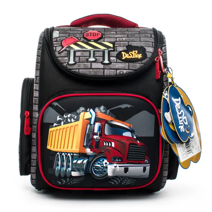 Delune,, Мультяшные школьные сумки с рисунком танка, автомобиля, рюкзак для начальной школы, складные детские ортопедические рюкзаки для мальчиков, Mochila Infantil - Цвет: 3-131