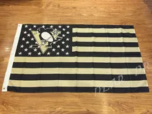 NHL Pittsburgh Penguins star and stripe flag 3ftx5ft Banner 100D Polyester Flag metal Grommets