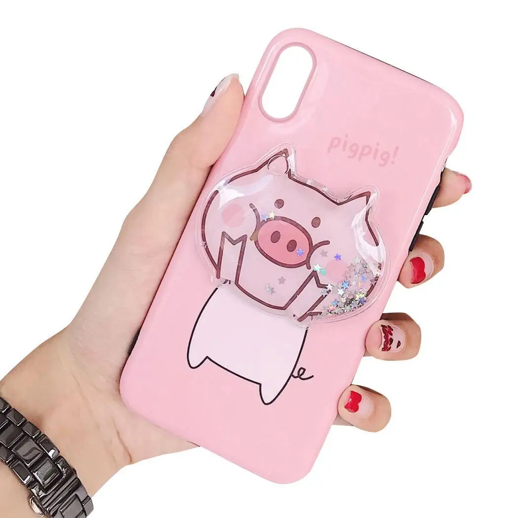 Cartoon Animal Pattern Soft TPU Phone Case Cover For Pig iPhone Pink |
