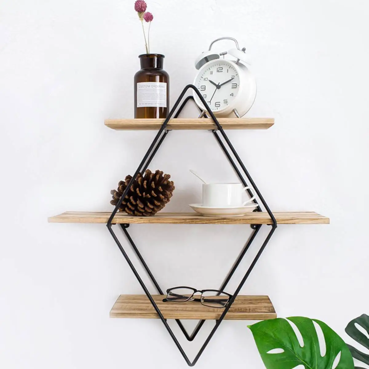 

Retro Iron Metal Wood Wall Storage Shelves Bookshelf Storages Holder Book Rack Modern Shelf Bedroom Office Kitchen Organizer