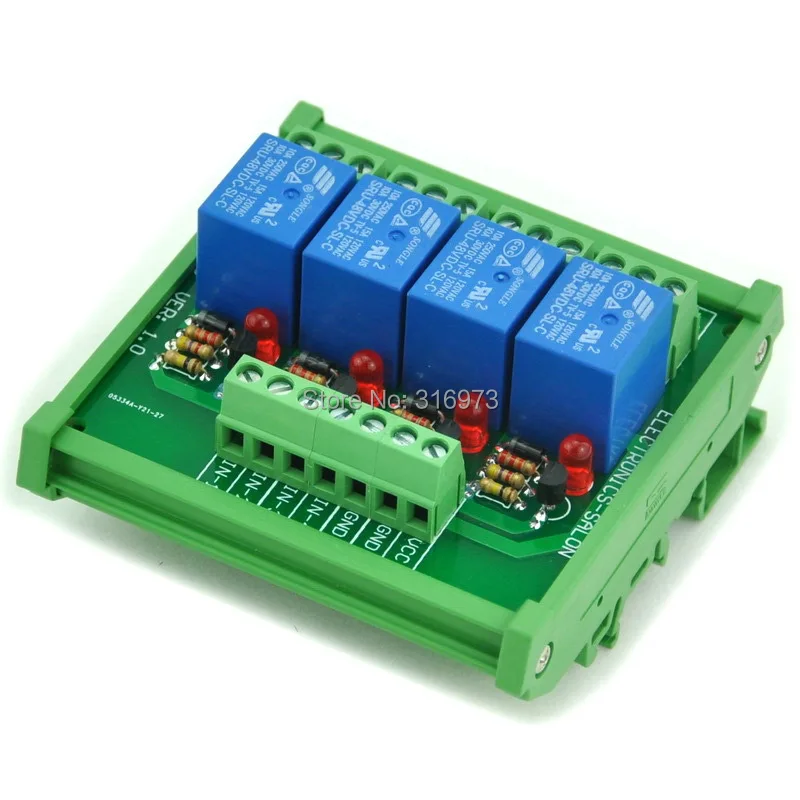 

DIN Rail Mount 4 SPDT Power Relay Interface Module, 10A Relay, 48V Coil.