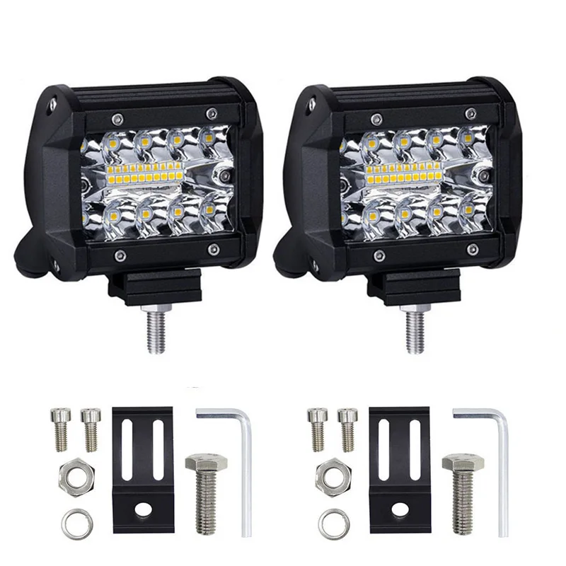 

4 inch LED Work Light Bar Three Row 60W Flood Spot Combo 12V 24V Off Road 4WD ATV UTV Motorcycle 4 LEDs Running Light