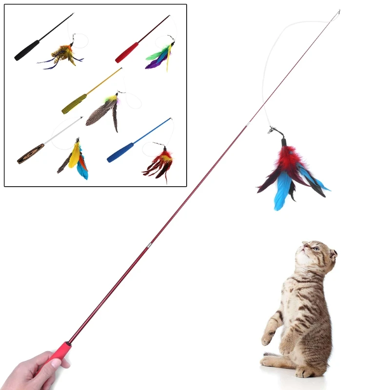 Игрушки кошки плюшевая палочка стрейч котенок собака тизер интерактивные провод перо палочка