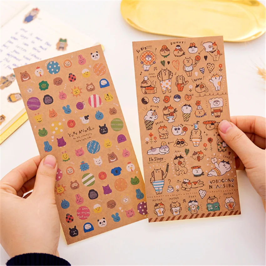 

1pack/lot Japanese kraft paper cat sticker Decorative Stickers Scrapbooking DIY Diary Album Stick Label Gift for Party
