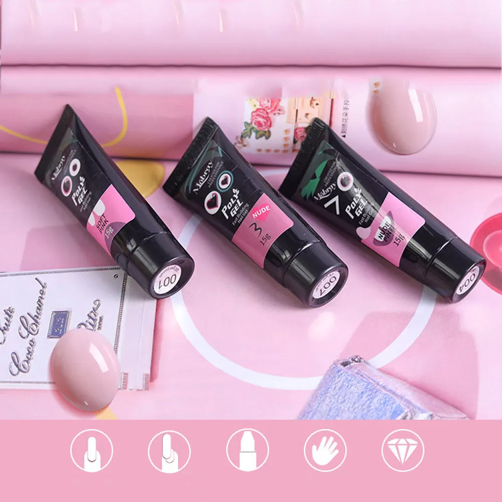 

New Poly Gel Lasting Finger Nail fashion Crystal Jelly Camouflage UV Lamp Extension 15ML 2018