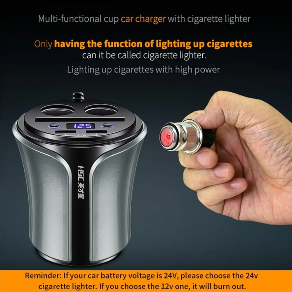 HSC 12-24V 100W+40W Car Cigarette Lighter Socket Splitter Hub Power Adapter 4 in 1 Dual USB Charger Volt Meter Drop Shipping