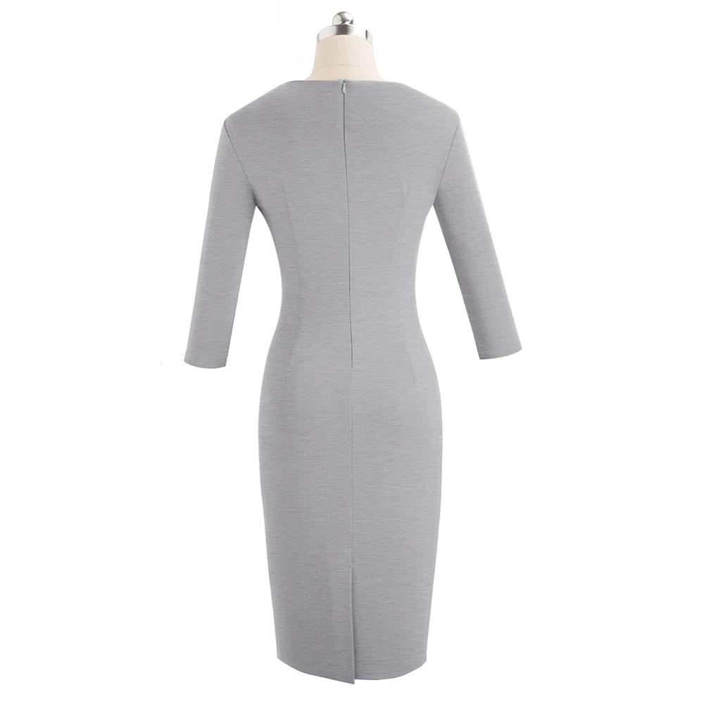 Ceny Ładny zawsze Vintage elegancki solidny czysty kolor drążą vestidos Business Party Bodycon praca w biurze kobiety sukienka B485