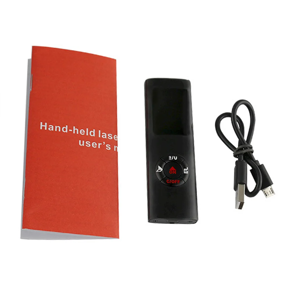 

USB Charging Electronic 40m Black Distance Meter Range Finder Handheld Portable Measurement Mini Device ABS Test Tool Pocket