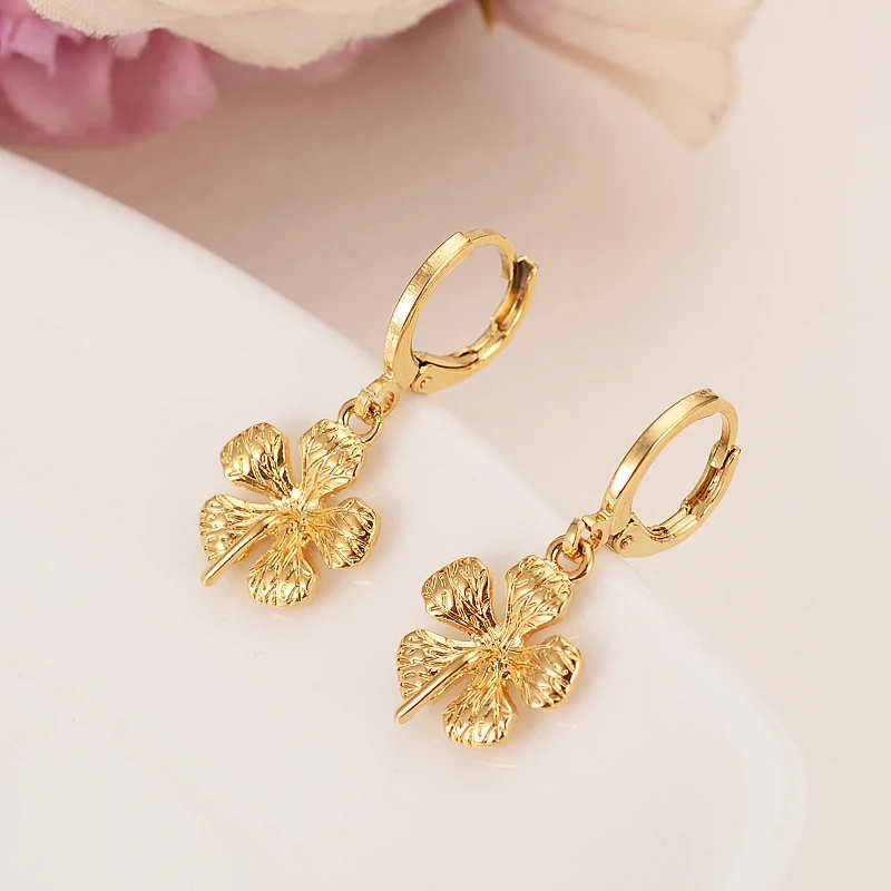 gold flower drop earring Ethiopian/Nigeria/Kenya /Ghana Tobago african