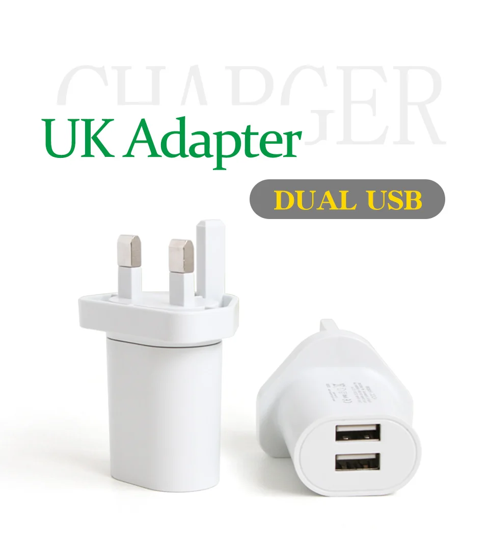 Dual usb Interface UK Adapter 5V 2.4A Charger Travel Power Plug Converter Plug 3 Pin Socket UK Ireland Singapore Maldives Dubai (1)