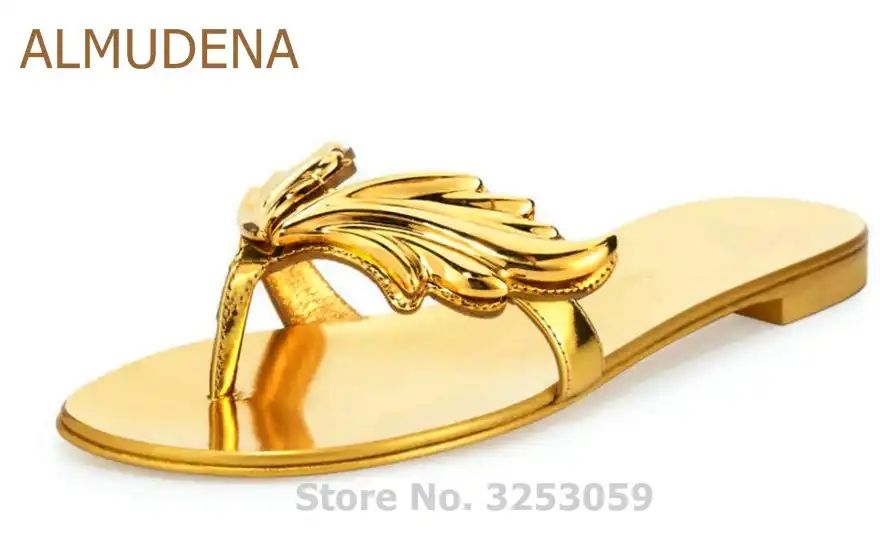 girls gold flip flops