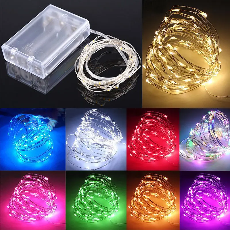 buy 3XAA Batteries Powered 2M 3M 4M 5M 10M 20 30 40 50 100 Leds Copper Wire String Fairy Light Wedding Christmas DIY Decoration