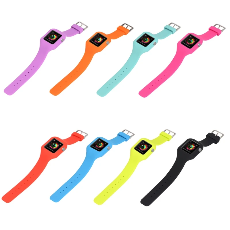 

Free delivery Silicone Watchband With Protective Case Cover For Apple Watch 3 2 1 38mm 42mm