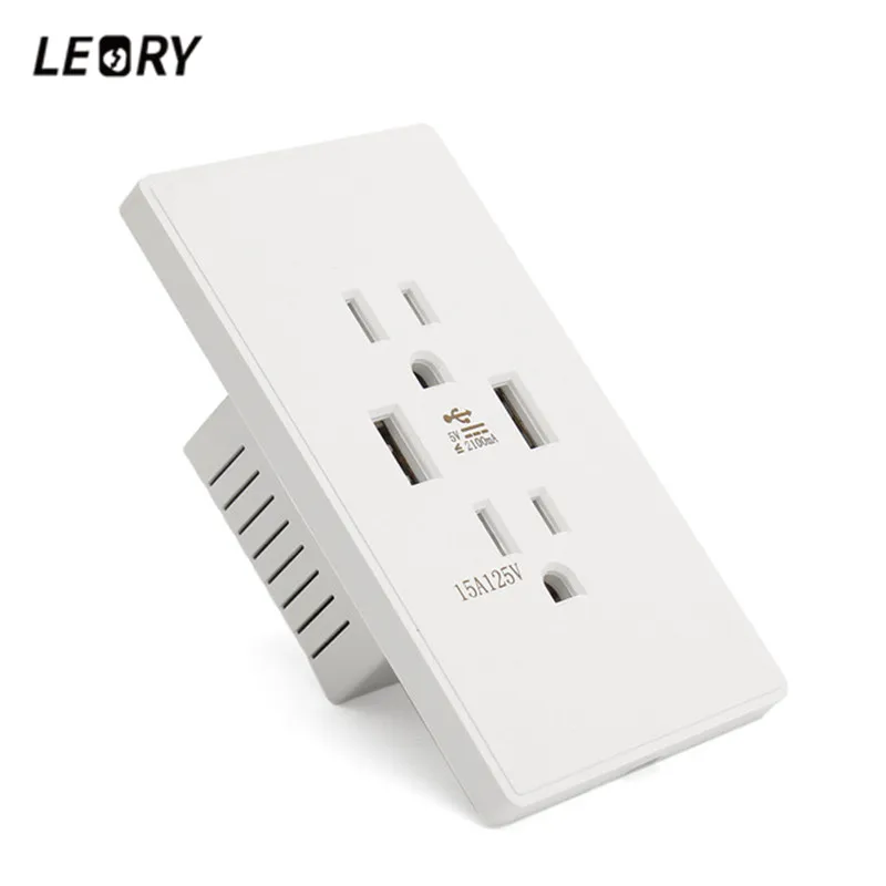 Buy LEORY Wall Socket Charger US 2 USB AC 125V 15Amp