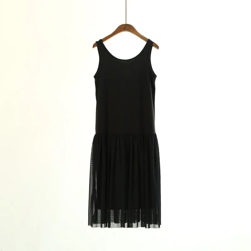 New arrival spring and summer pleated mesh dress one piece black dress ...