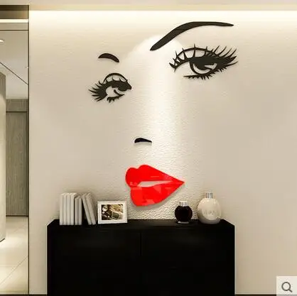 

NEW 3D Beauty Face Portrait Crystal Acrylic Sstickers For walkway entrance corridor plant wall stickers wall decoration backdrop