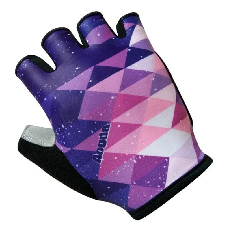 Горячие перчатки для бега унисекс половина пальца силиконовый гель уплотненный коврик ударопрочный дышащая одежда MTB для велосипедистов велосипед Короткие рукавицы - Цвет: purple Square