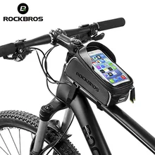 ROCKBROS MTB Bike Bag 6″ Touchscreen Bicycle Frame Saddle Bag Cycling Top Waterproof Tube Bag Phone Case Bike Accessories