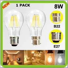 8W LED glass bulb A60 A19 edison bulbs filamento bombilla 820lm Bayonet Screw E27 B22 BASE 360 degree beam angle 2 YEAR WARRANTY