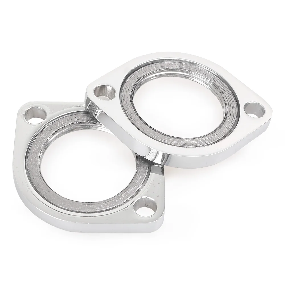 Motorcycle Exhaust Flanges w/ Retaining Ring for Harley Big Twin EVO Sportster Chrome 2PCS