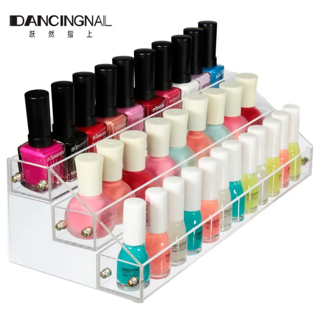 Nail Varnish Storage clear acrylic nail polish lipstick cosmetic varnish holder display stand case wall storage makeup orgranizer 3 layers rack stand