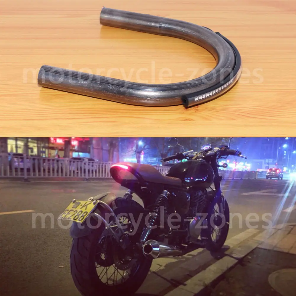 

Universal Motorcycle 210mm Black Cafe Racer Rear Seat Frame Hoop Loop Brat Seat End 1" 25mm W/ LED Turn Signal Brake Tail Light