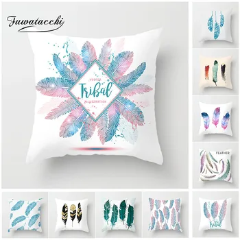 

Fuwatacchi Gradient Colored Feather Cushion Cover Painted Printed Pillowcases For New Room Decoration Sofa Office Pillow Cases