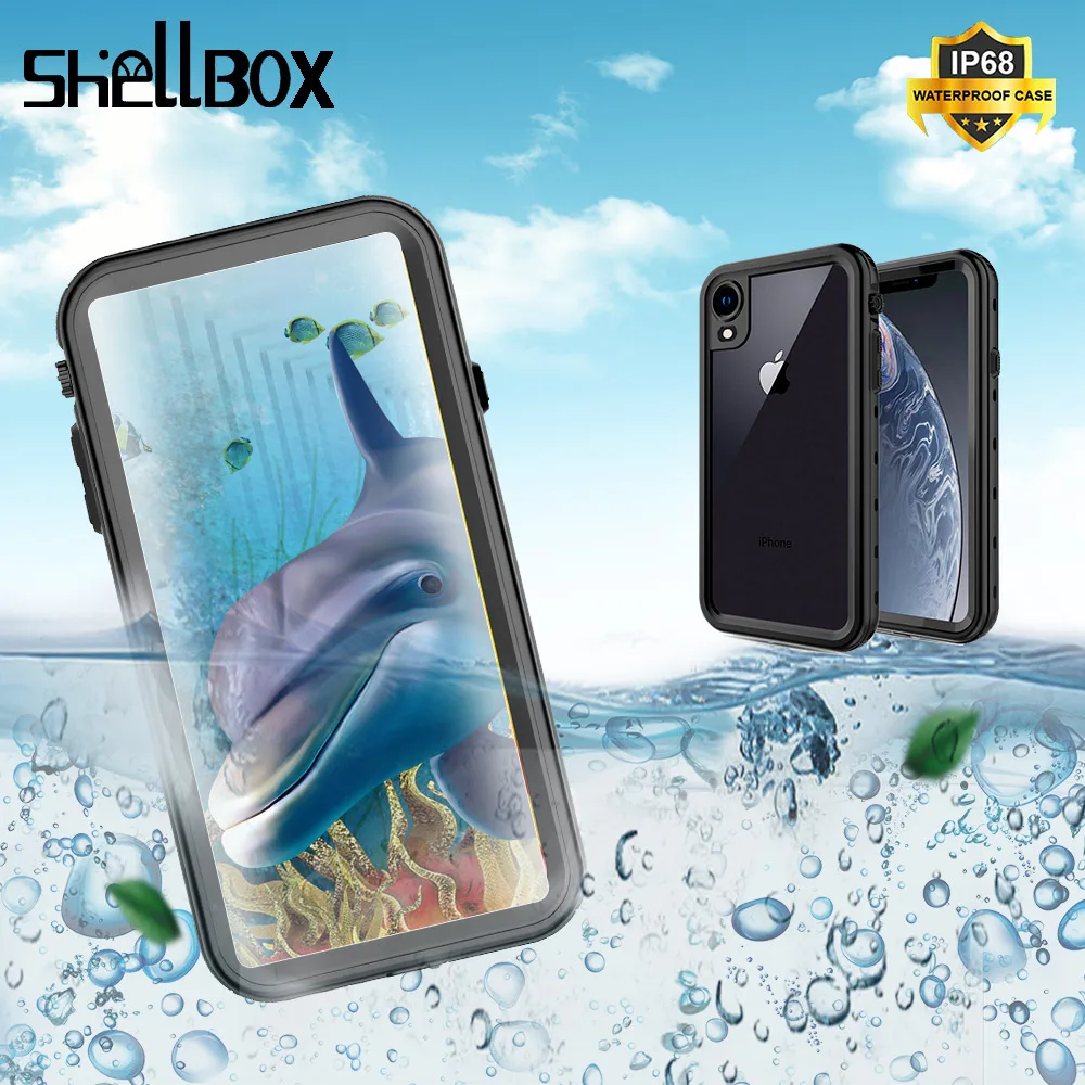 

SHELLBOX Original Waterproof Case For iPhone XR Swimming Diving Underwater Case Cover For iPhone XR Case Shockproof Coque