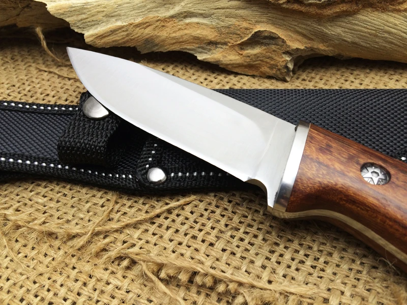 Warrior тактический туристический нож с фиксированным клинком, 440 Лезвие твердой деревянной ручкой охотничий нож для выживания