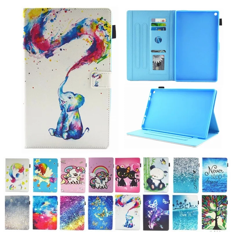 

Painting Unicorn Cute Leather Case For Kindle Fire HD 8 Tablet PC Case For Amazon Kindle Fire HD 8 2016 2017 Capa Funda+Stylus
