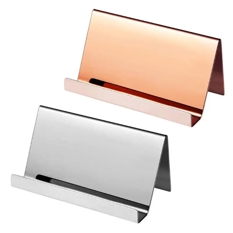 

High-End Stainless Steel Business Card Holder Desktop Note Card Holders Display Stand Rack Table Organizer 2 Colors C26