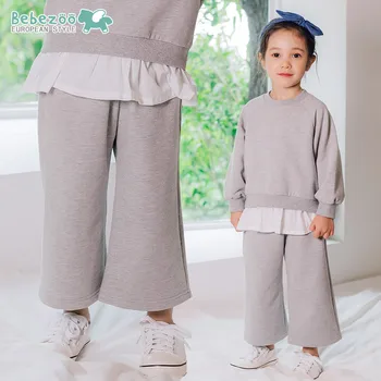 

South Korean Children's Wear 2018 Autumn Baby Comfort Casual Suit Cute Lace Waist Leg Pants Children's Suit