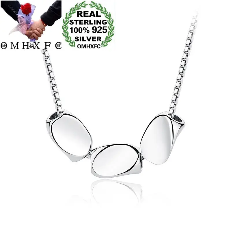 

OMHXFC Wholesale European Fashion Woman Girl Party Birthday Gift Bean Princess 100% S925 Sterling Silver Pendant Necklace CH54