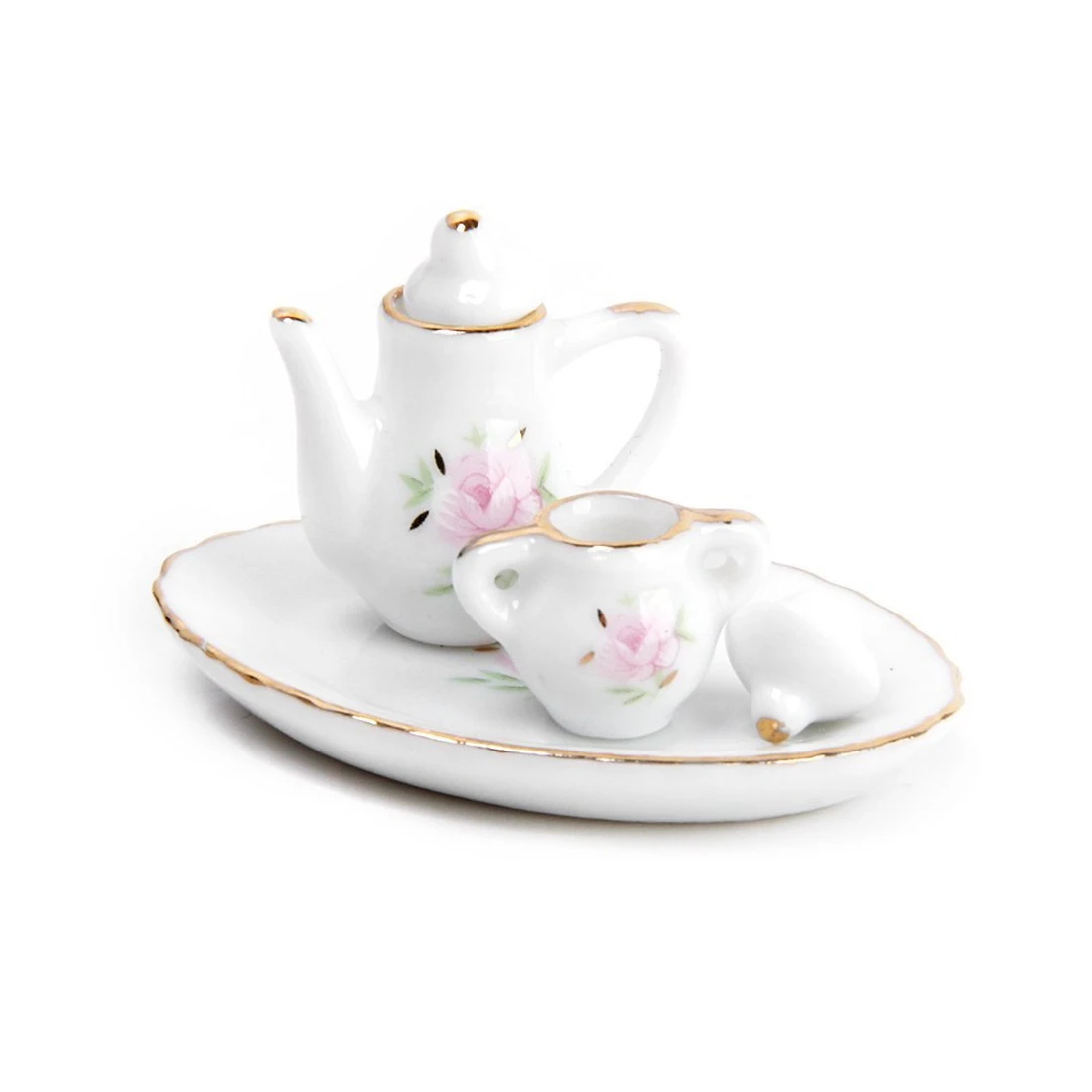 

MYMF-8 pcs. Dollhouse miniature restaurants goods porcelain tea set plate cup plate flower print