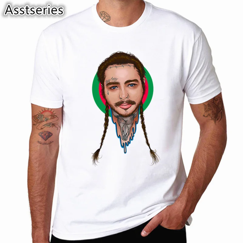 Asian Size Men And Women Post Malone Hip Hop T-shirt O-Neck Short Sleeves Summer Casual Oversize Tshirt HCP4540 | Мужская одежда