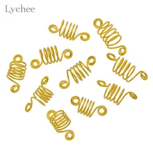 Lychee, 10 шт./лот, металлическая спиральная оплетка для волос, дредлок, бусина, запонки, кольца, трубка для волос, инструмент для укладки волос