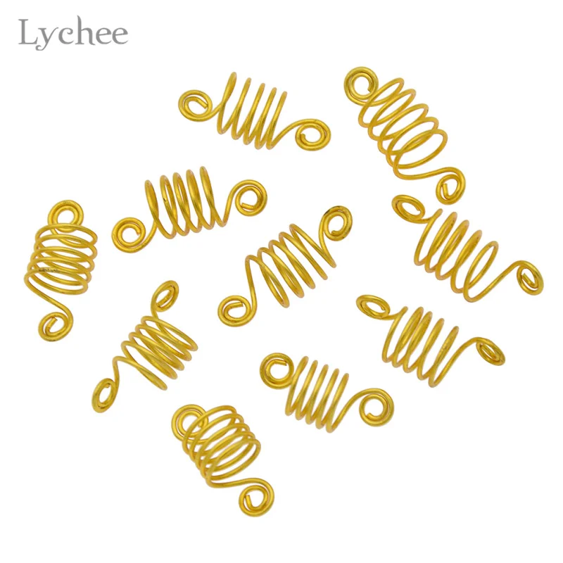 

Lychee 10pcs/Lot Metal Spiral Hair Braid Dread Dreadlock Bead Cuff Clip Rings Tube For Hairbraid Hairstyling Tool