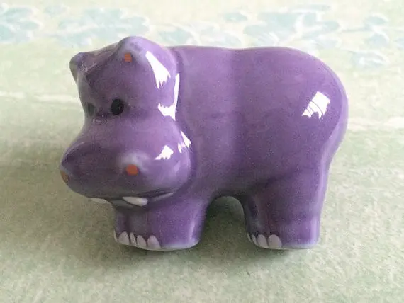 Hippo Kids Dresser Knob Drawer Pulls Handles Ceramic Purple Kid