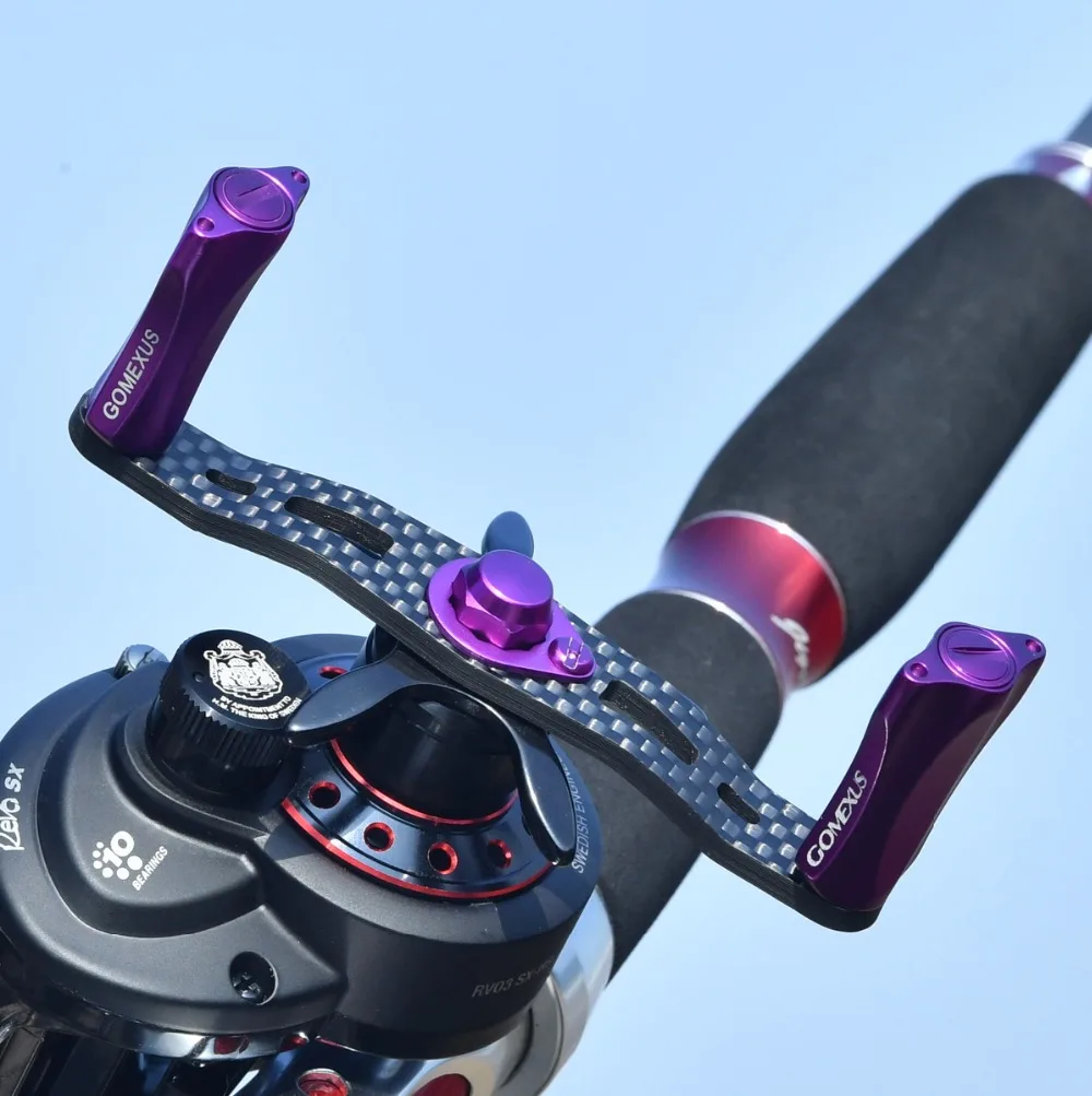 Gomexus Power Handle Carbon For Shimano Curado 7x4mm Daiwa Abu Garcia 8x5mm Baitcasting Round Reel Handle 90mm As Description
