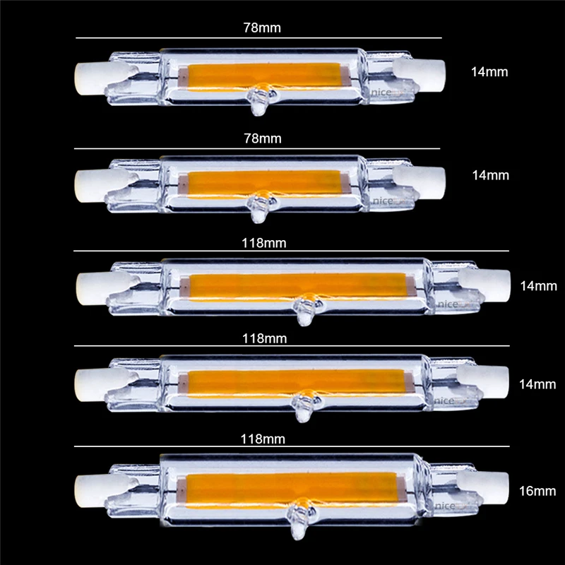 

R7S COB LED Lamp Bulb Glass Tube for Replace Halogen Light Spot Light 78mm 118mm 220V 230V 15W 30W 40W 50W Energy Saving light