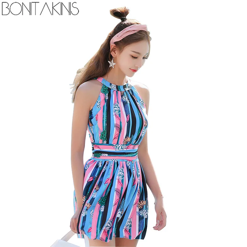 

Bonitakinis Woman Conservative Jumpsuit Swimsuit Asia Size Small Breasts Holiday Hot Spring Swimwear Spa Bathing Suits